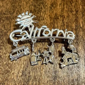 Vintage Dancraft California Brooch Dangling Charms